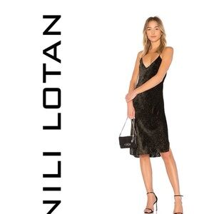 Nili Lotan Shimmering Black Short Cami Dress